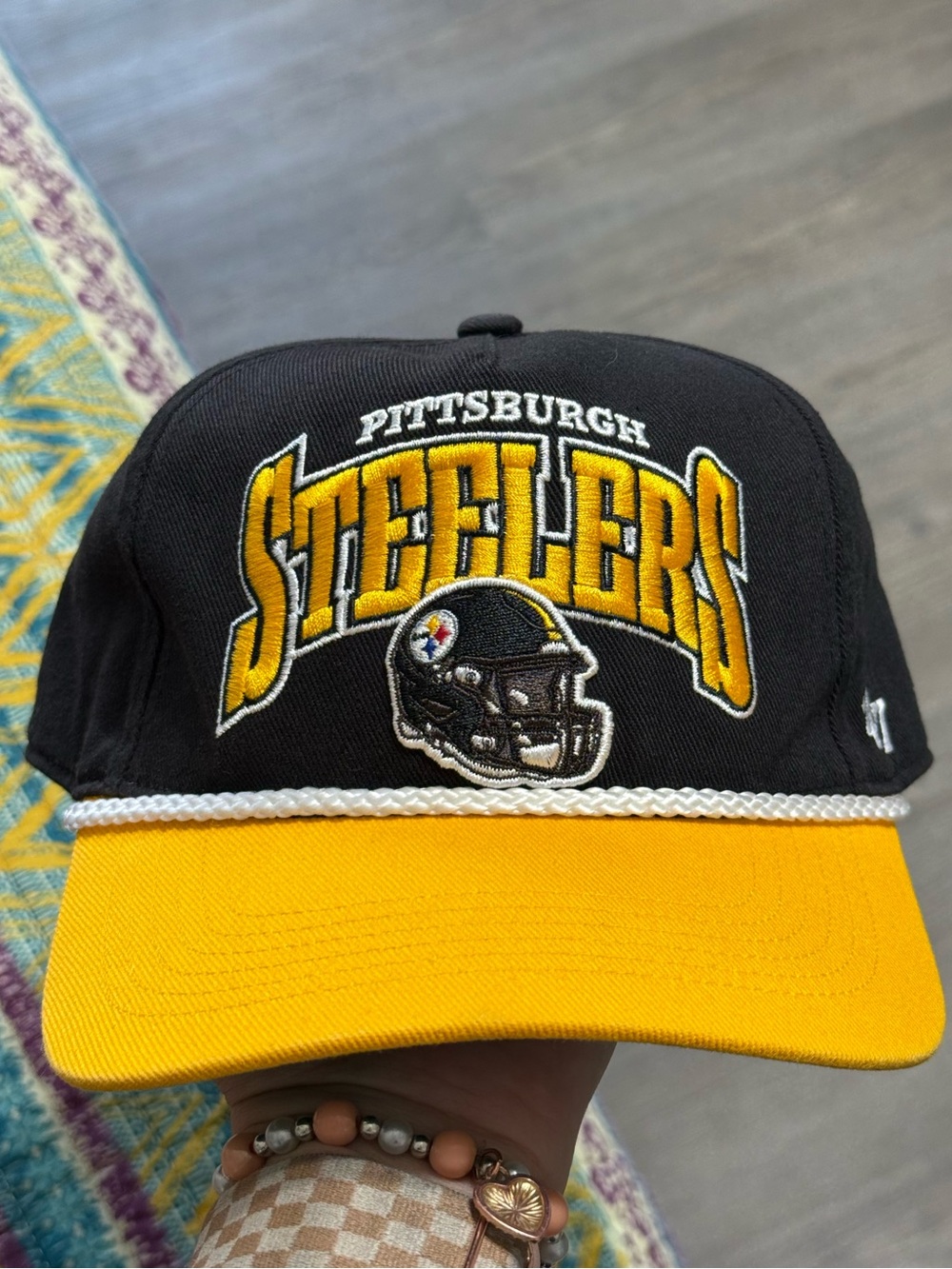 Men’s NFL Pittsburgh Steelers ‘47 Brand Black&Gold Palermo Hitch Adjustable Hat